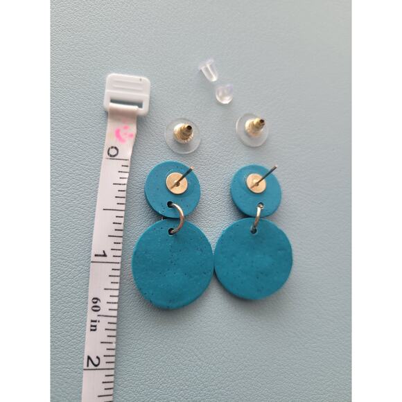 Handmade‎ Mexican Terra Cotta Barro Inspired Dangle Post Earrings Light Weight - Picture 3 of 4